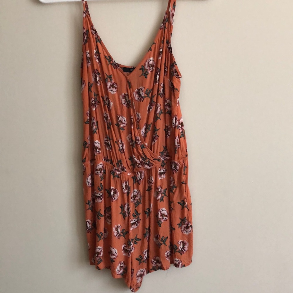 Orange floral romper